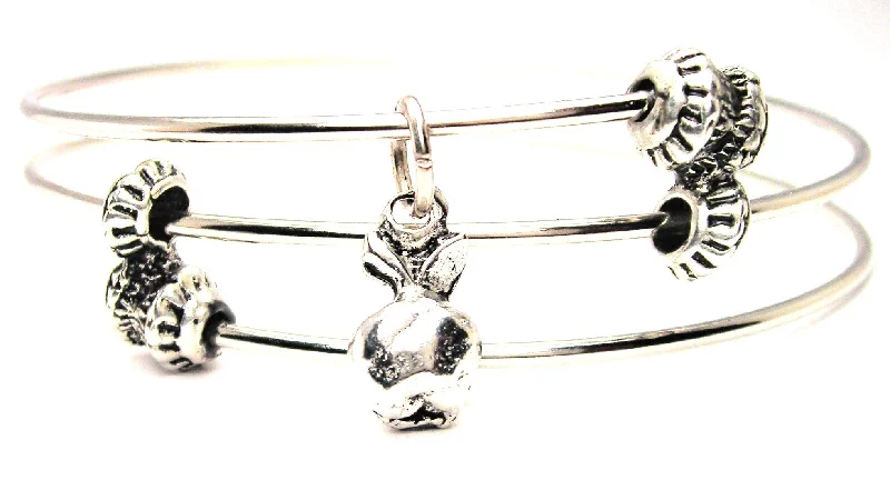 Shiny Apple Triple Style Expandable Bangle Bracelet