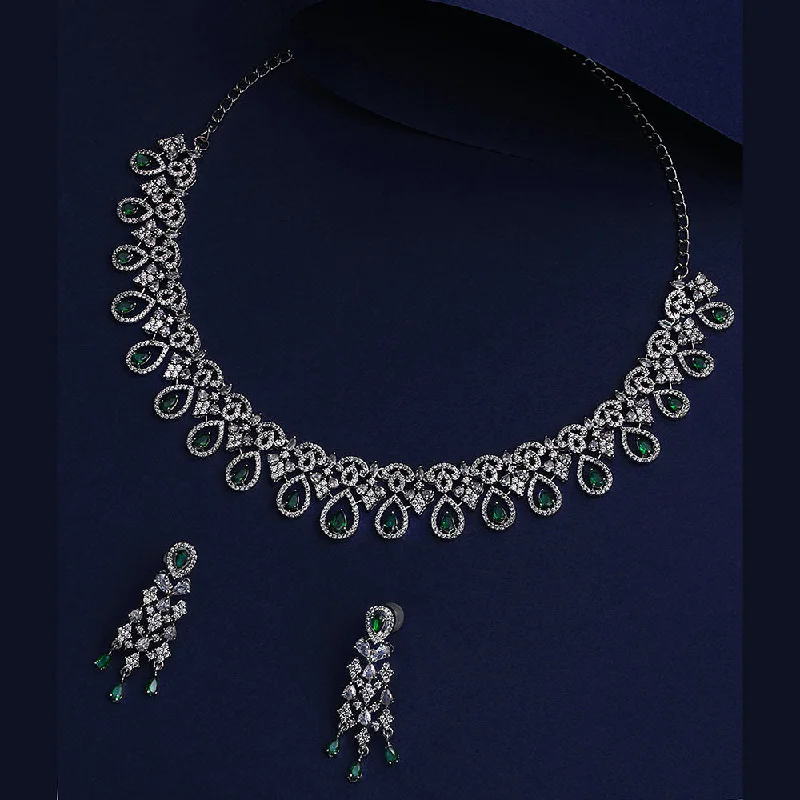 Asmitta Silver Plated AD Stone Necklace Set