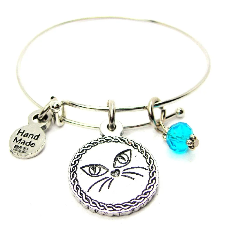 Kitty Face Circle Bangle Bracelet