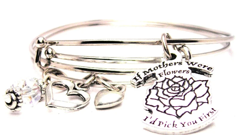 If Mothers Were Flowers I'd Pick You First Expandable Bangle Bracelet Set